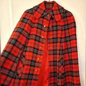 Pendleton vintage red plaid cape
